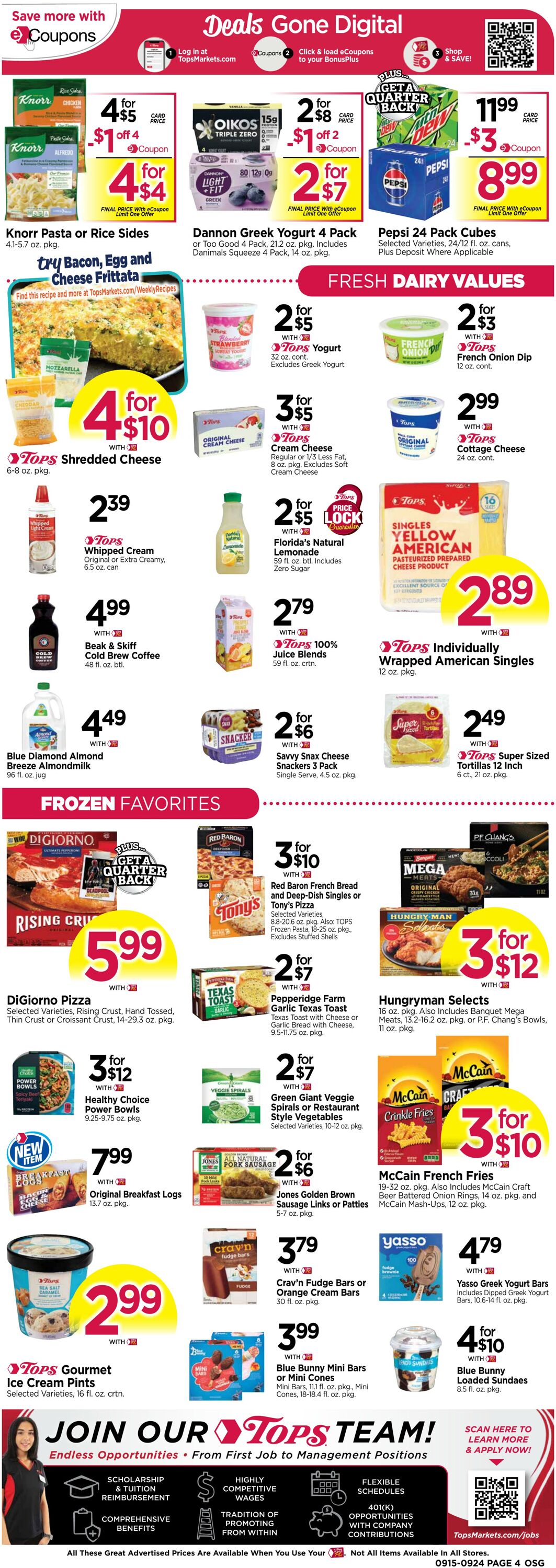 Weekly ad Tops Friendly Markets 09/15/2024 - 09/21/2024