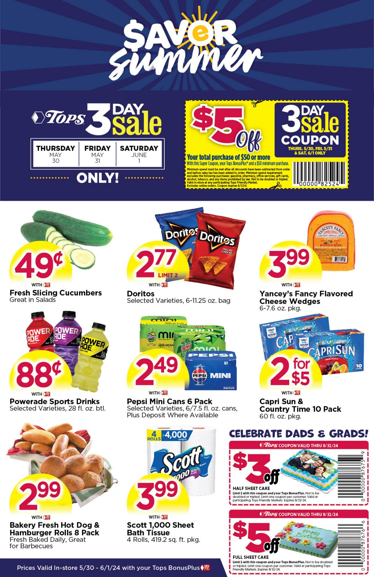 Weekly ad Tops Friendly Markets 05/30/2024 - 06/01/2024