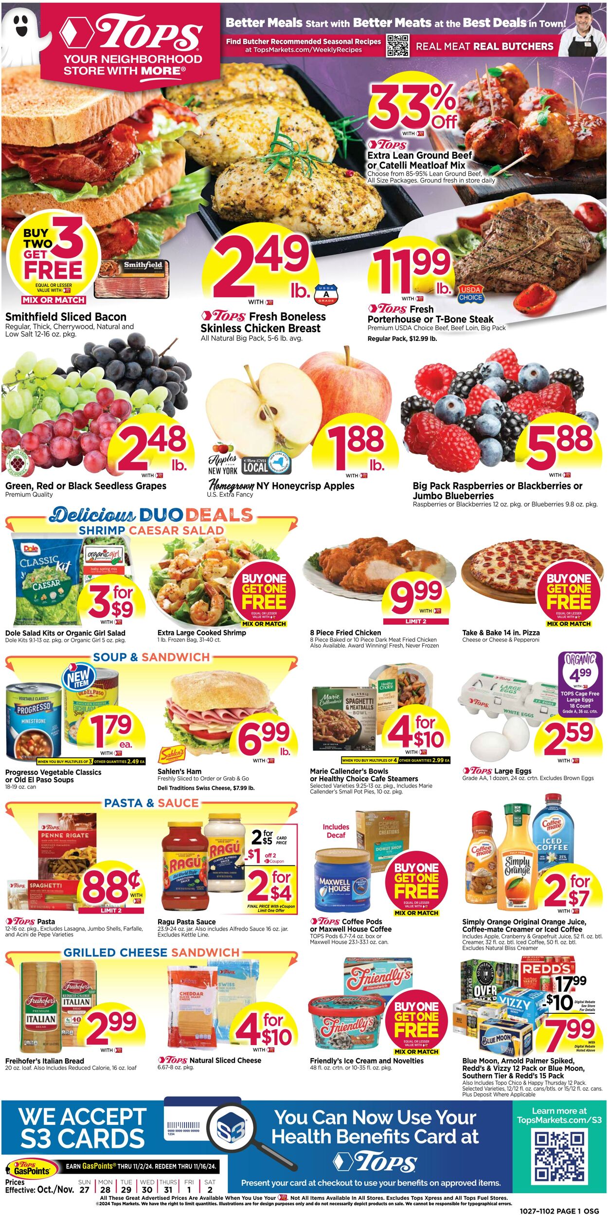 Weekly ad Tops Friendly Markets 10/27/2024 - 11/02/2024