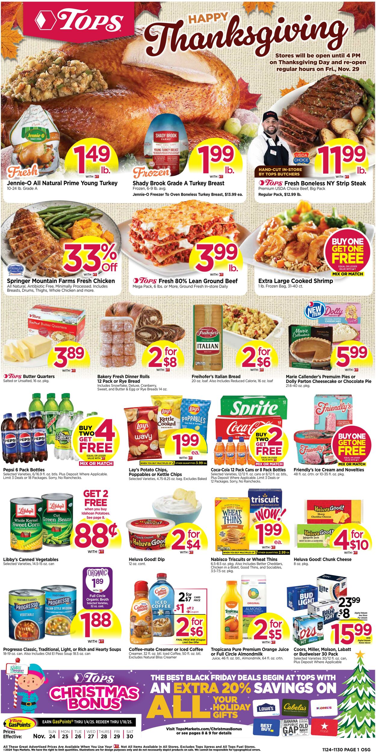 Weekly ad Tops Friendly Markets 11/24/2024 - 11/30/2024