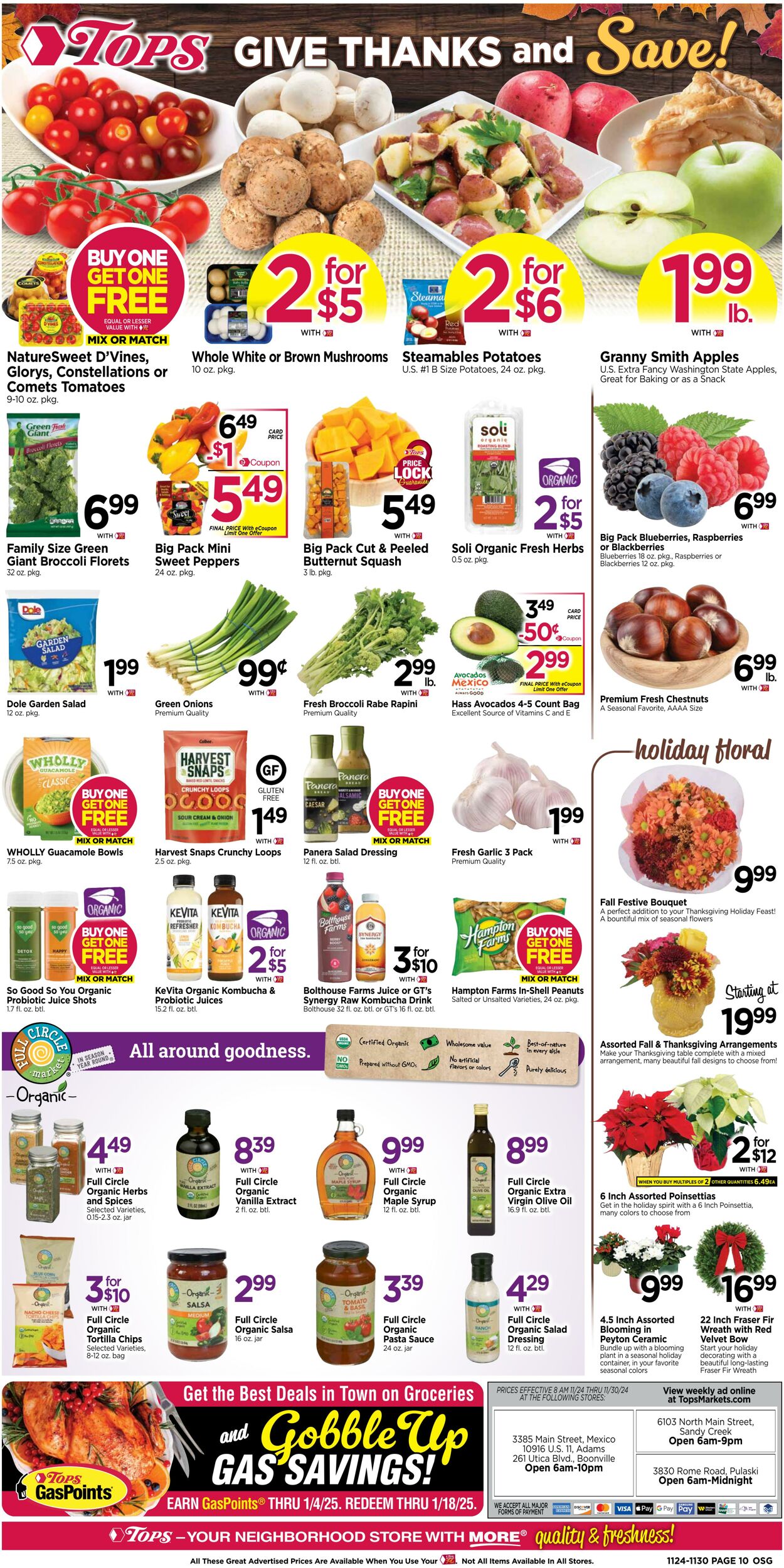 Weekly ad Tops Friendly Markets 11/24/2024 - 11/30/2024