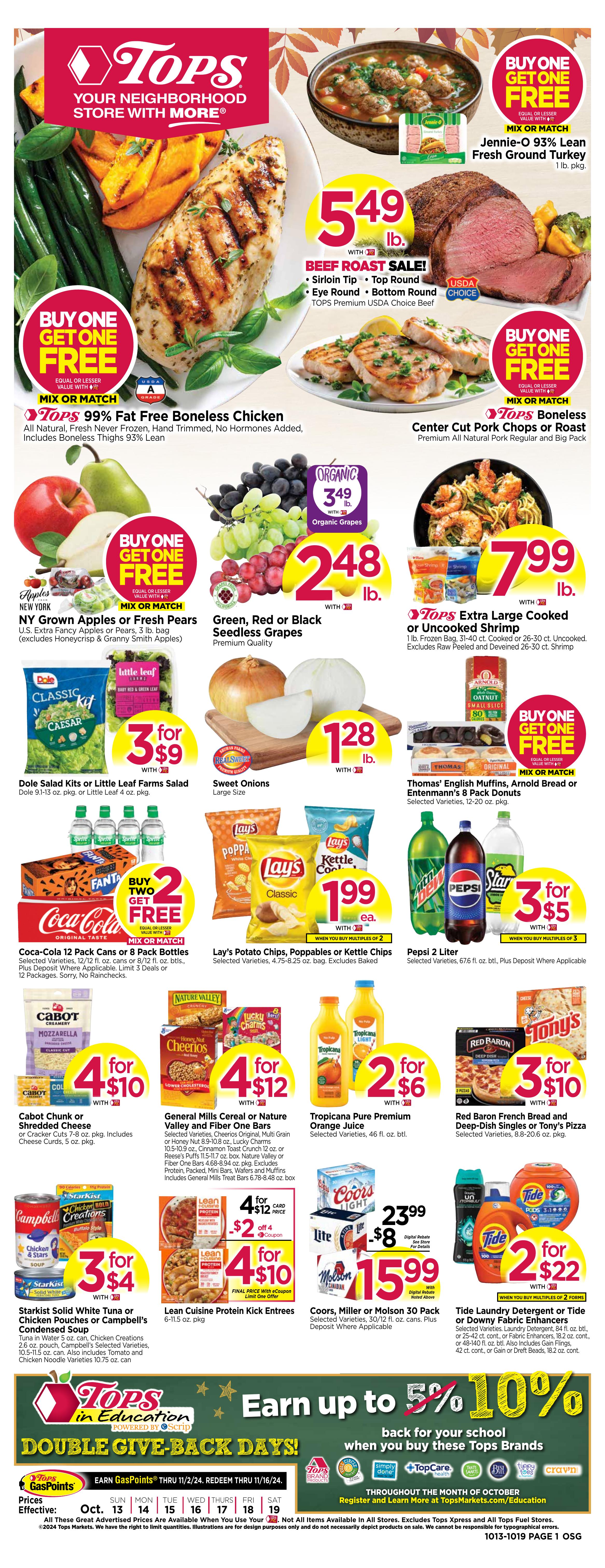 Weekly ad Tops Friendly Markets 10/13/2024 - 10/19/2024