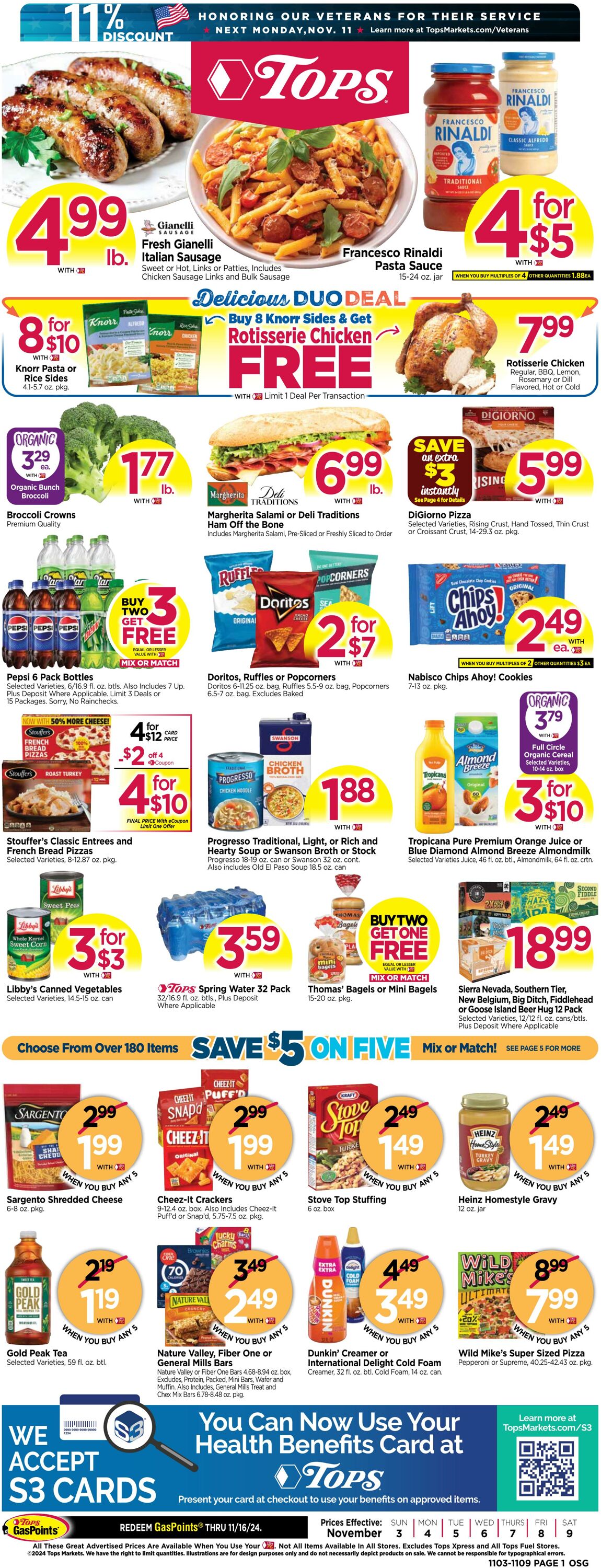 Weekly ad Tops Friendly Markets 11/03/2024 - 11/09/2024