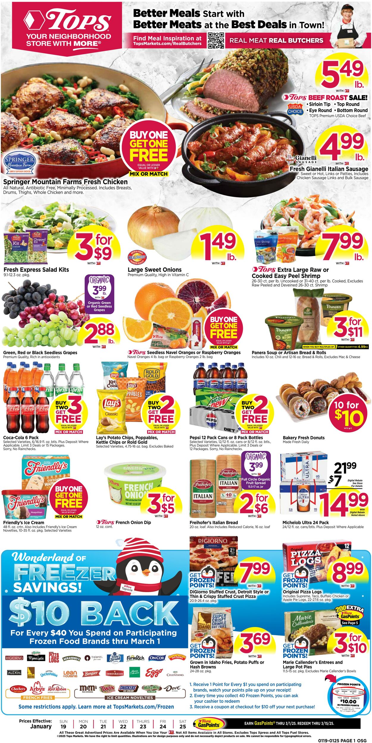 Weekly ad Tops Friendly Markets 01/19/2025 - 01/25/2025