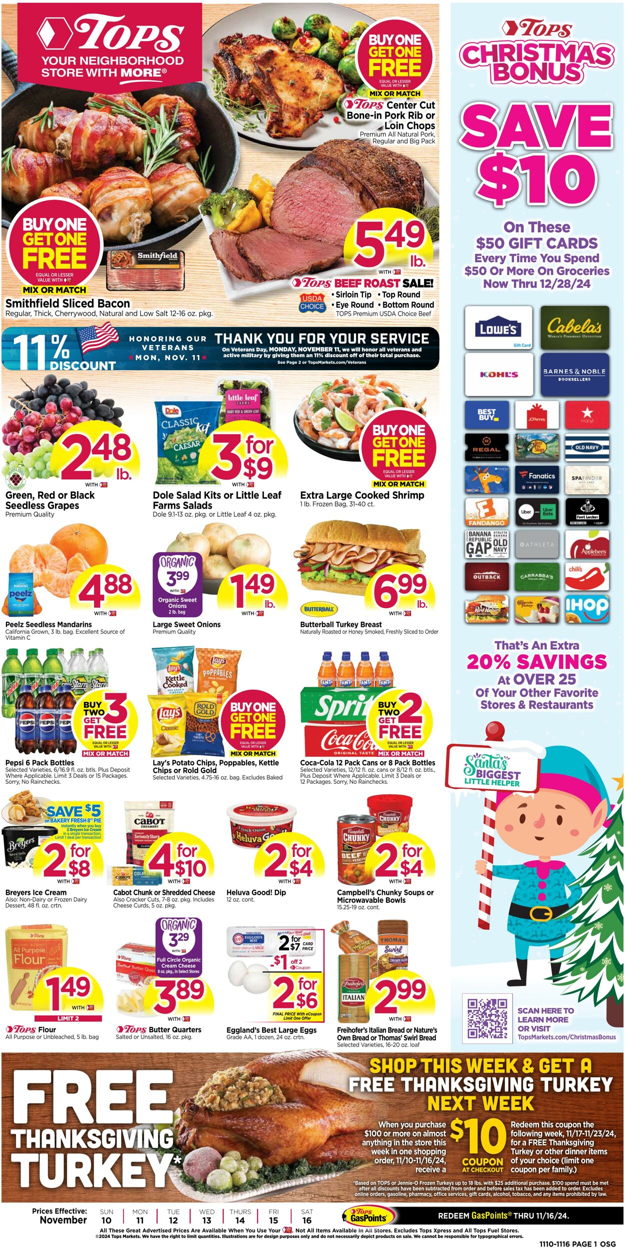 Weekly ad Tops Friendly Markets 11/10/2024 - 11/16/2024