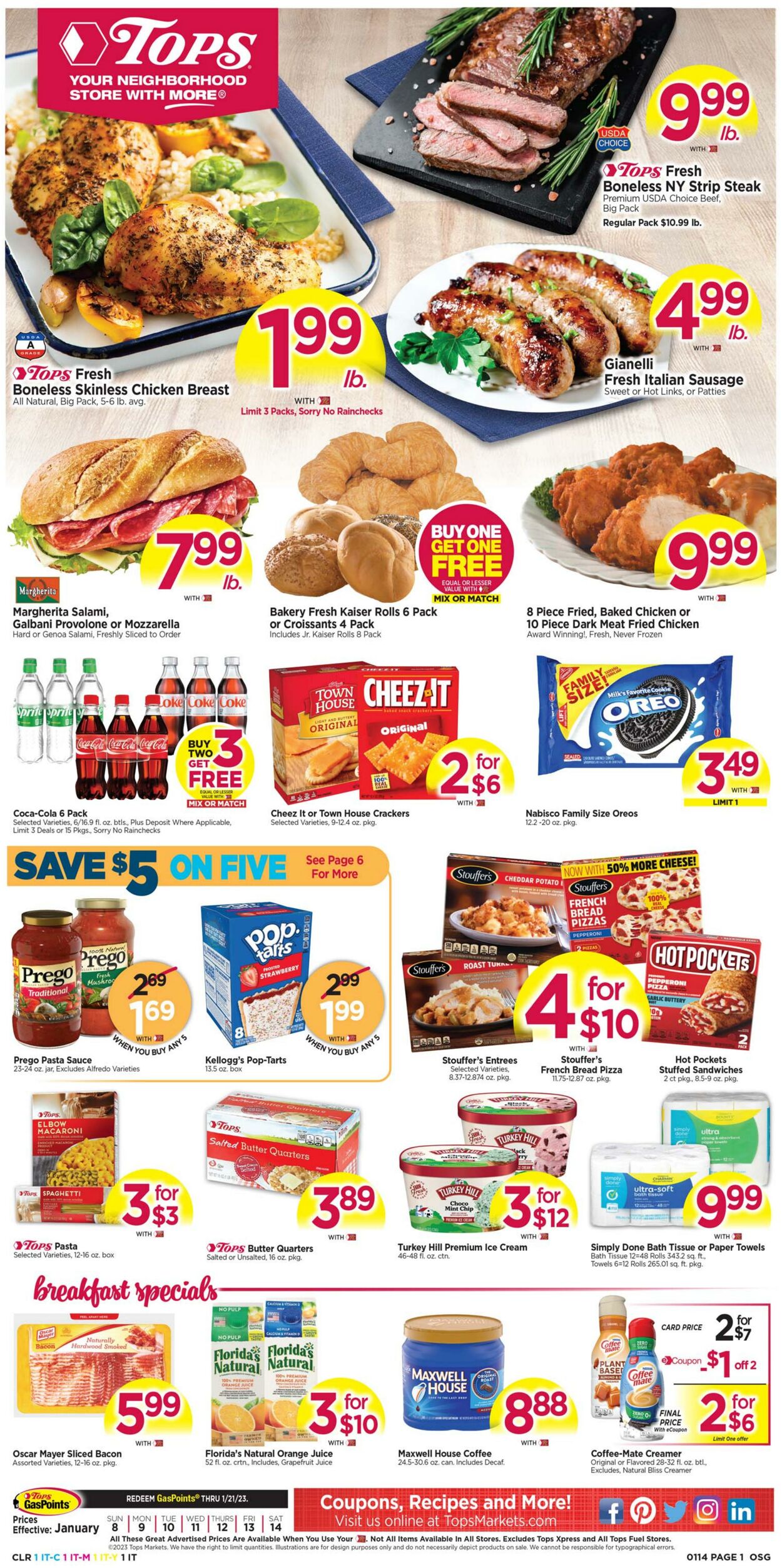Weekly ad Tops Friendly Markets 01/08/2023 - 01/14/2023
