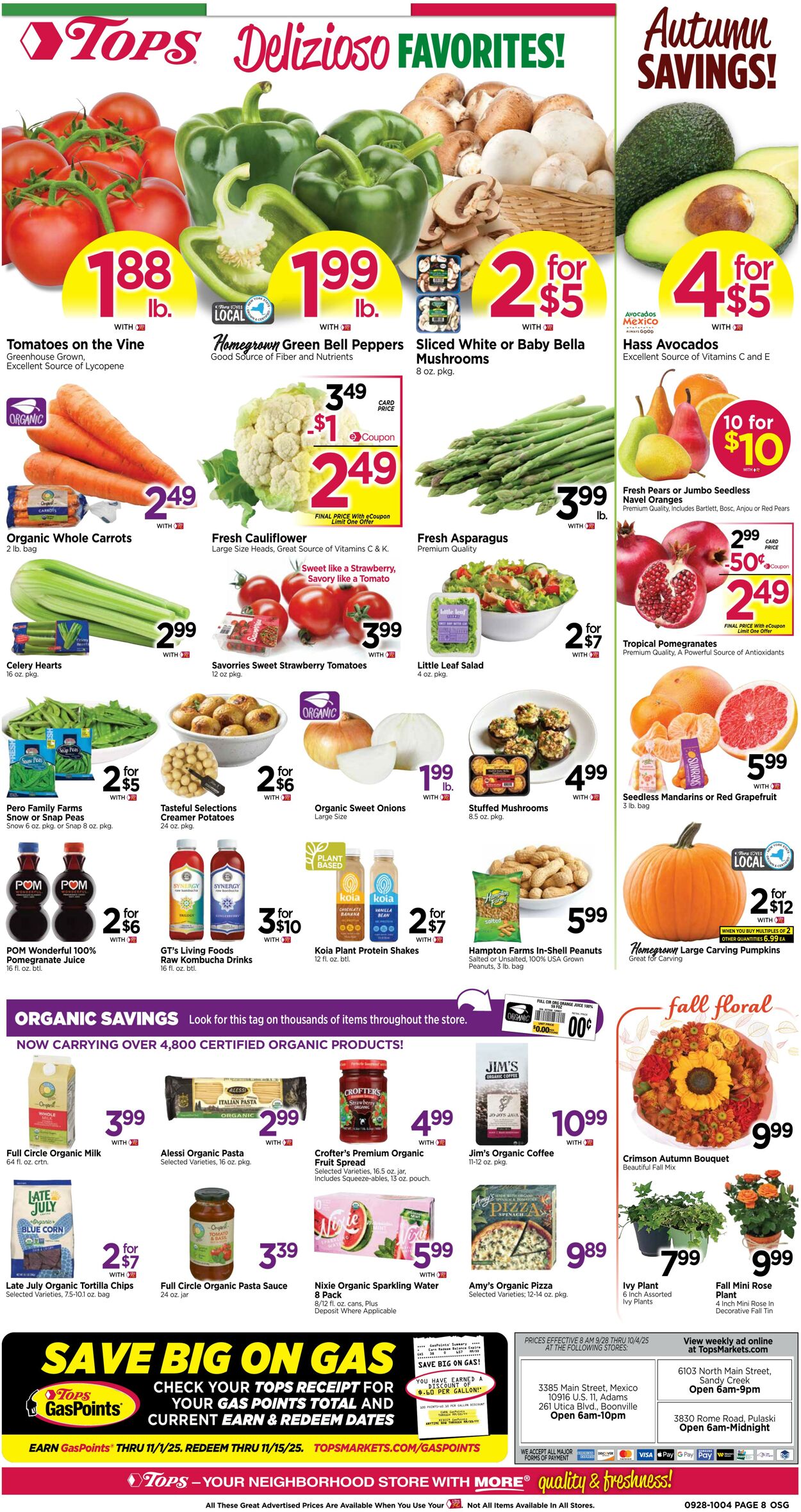 Weekly ad Tops Friendly Markets 09/28/2025 - 10/04/2025