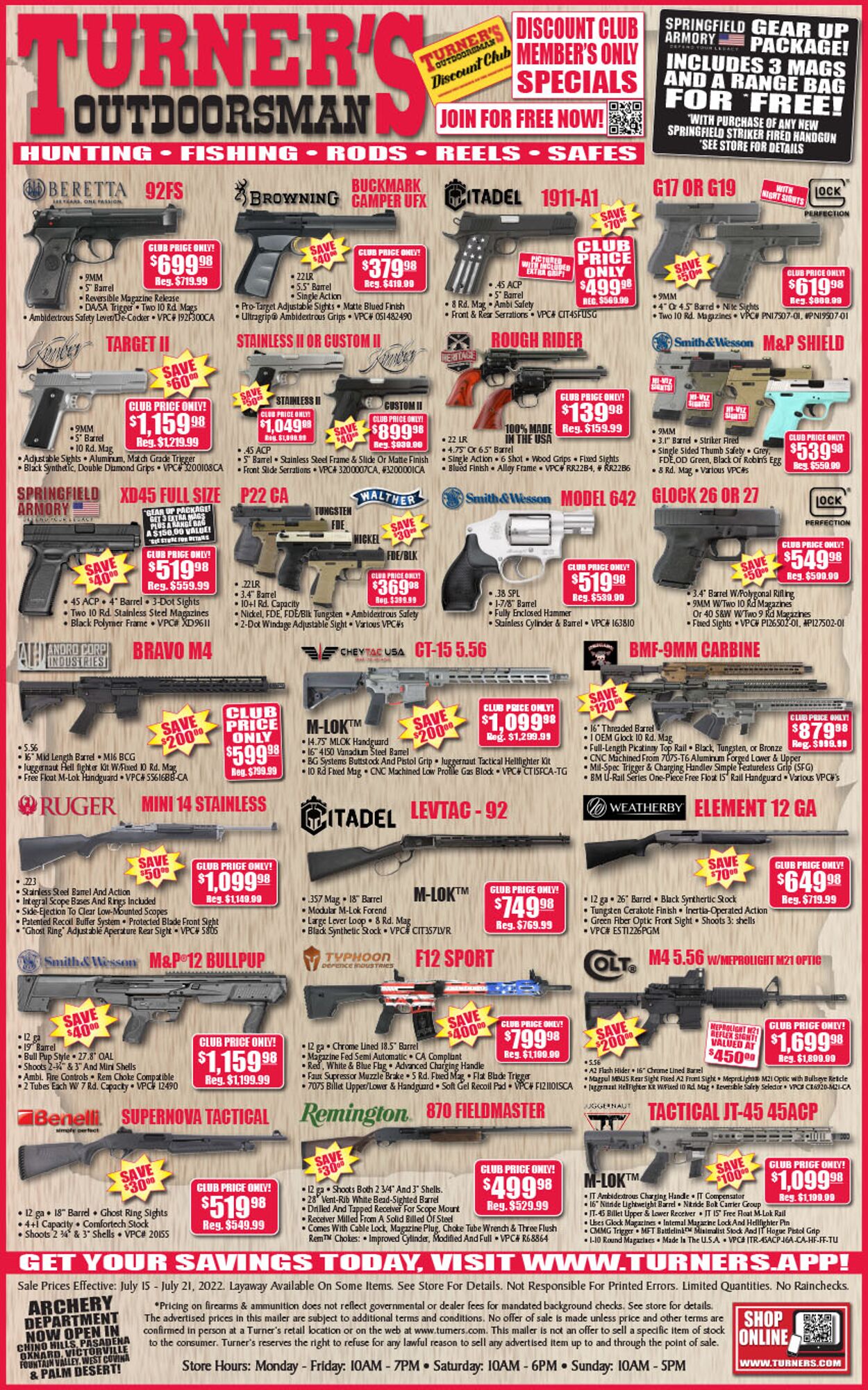 Weekly ad Turner's Outdoorsman 07/15/2022-07/21/2022