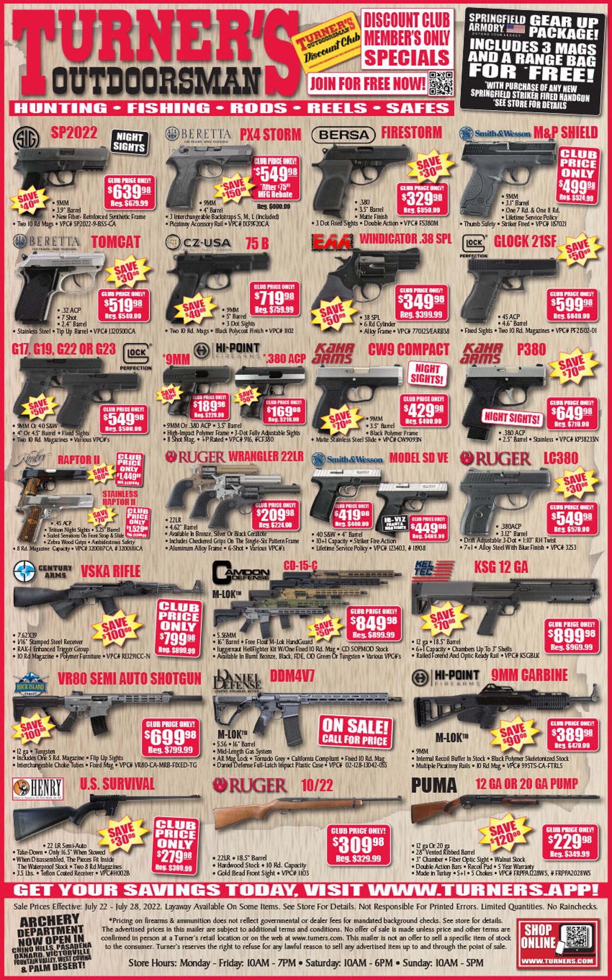 Weekly ad Turner's Outdoorsman 07/22/2022 - 07/28/2022