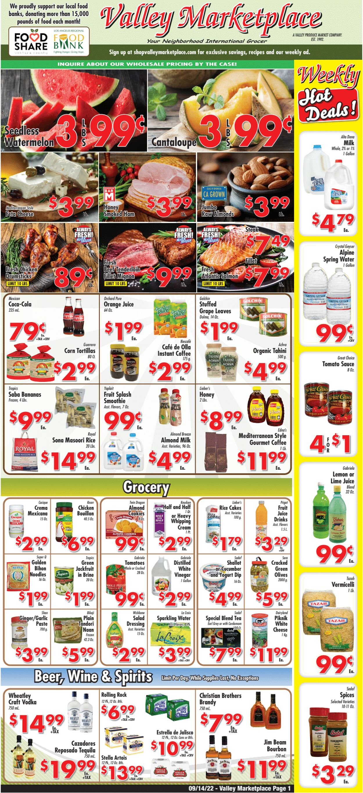 Weekly ad Valley Marketplace 09/14/2022-09/20/2022