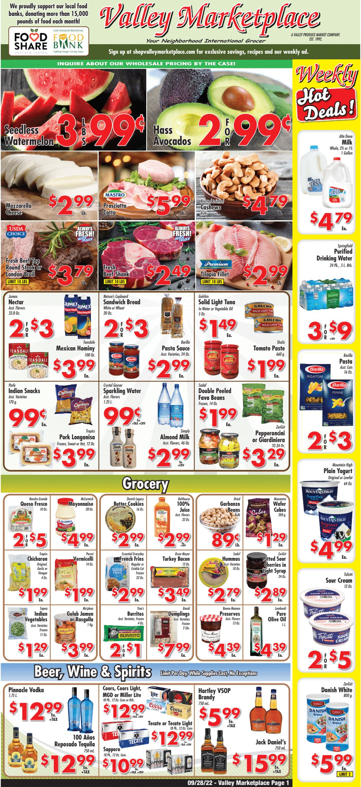 Weekly ad Valley Marketplace 09/28/2022 - 10/04/2022