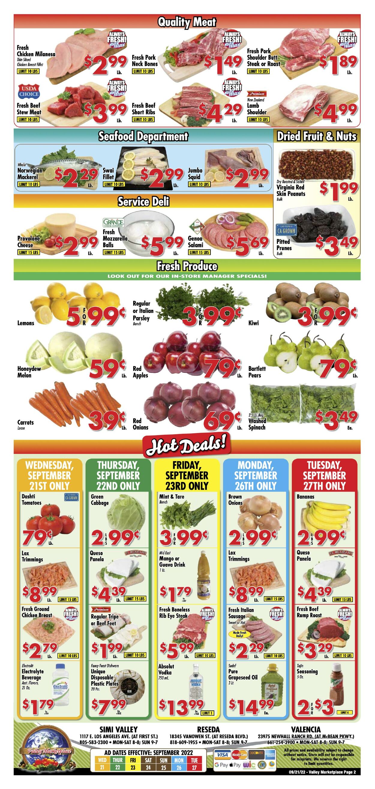 Weekly ad Valley Marketplace 09/21/2022 - 09/27/2022