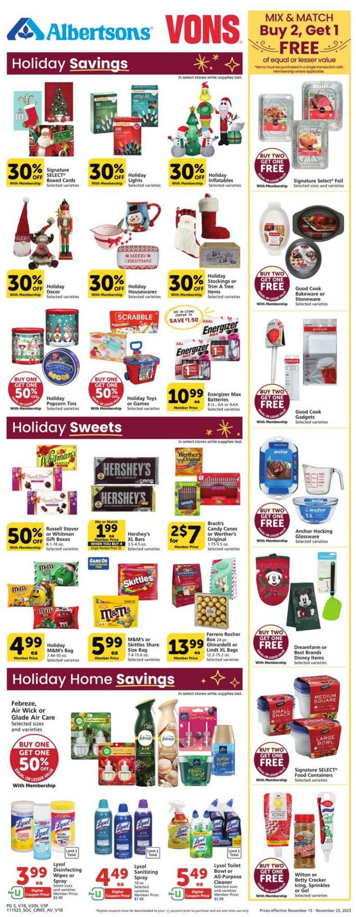 Weekly ad Vons 11/15/2023 - 11/23/2023