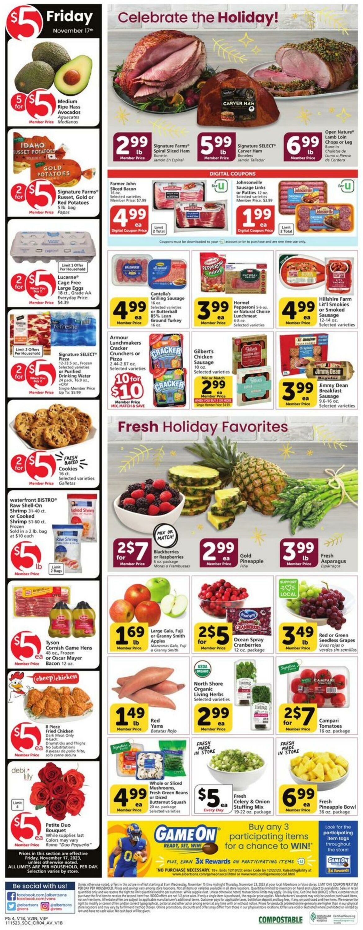 Weekly ad Vons 11/15/2023 - 11/23/2023