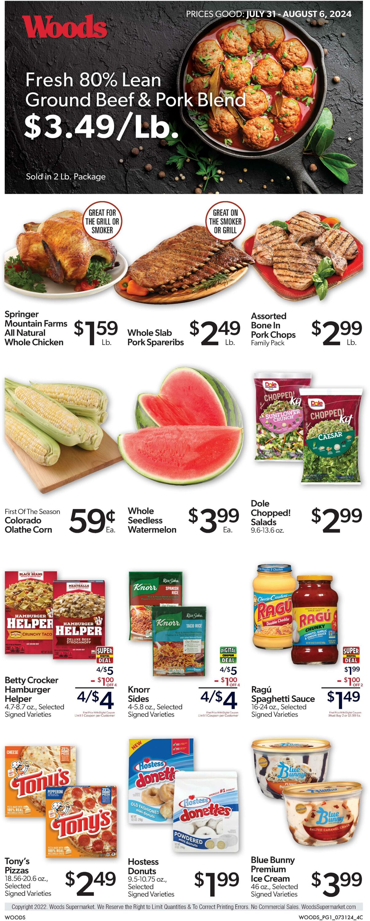 Weekly ad Woods Supermarket 07/31/2024 - 08/06/2024