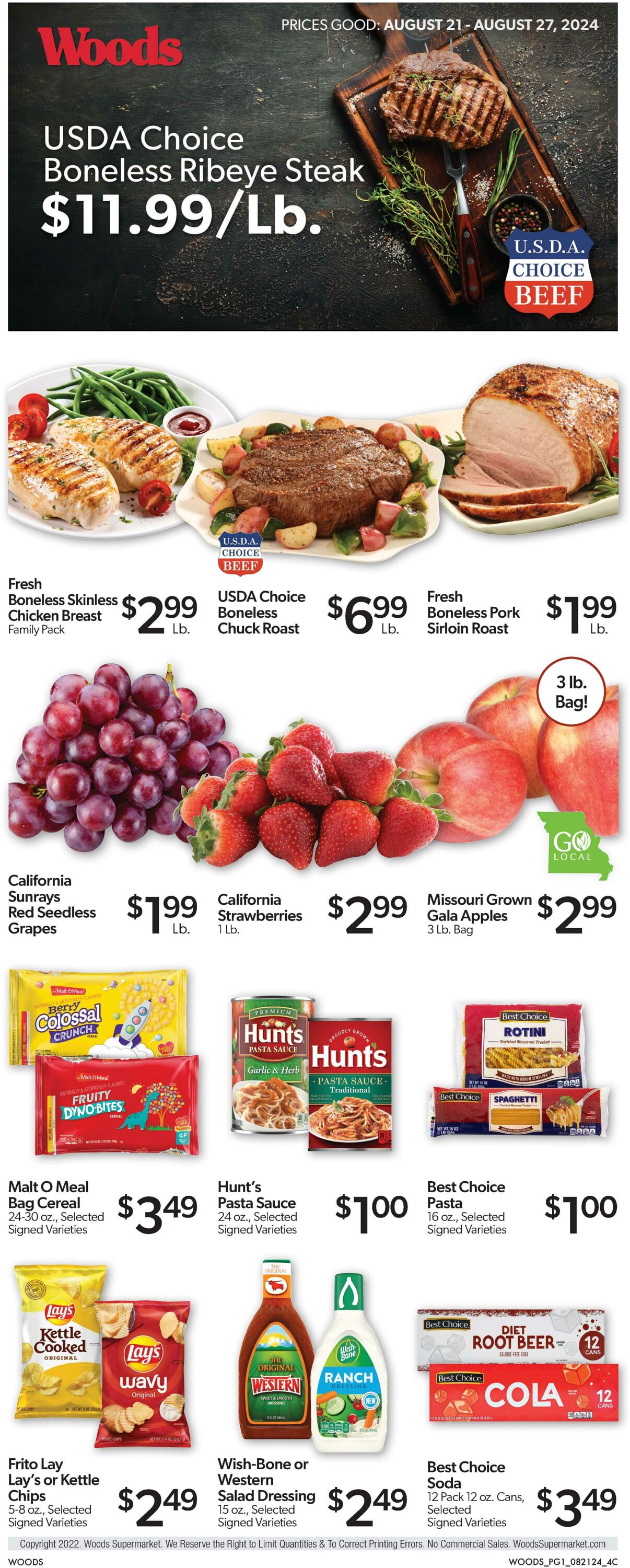 Weekly ad Woods Supermarket 08/21/2024 - 08/27/2024