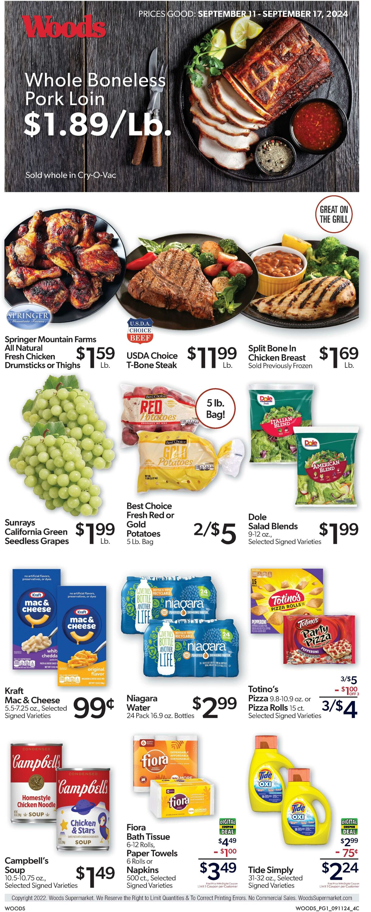 Weekly ad Woods Supermarket 09/11/2024 - 09/17/2024