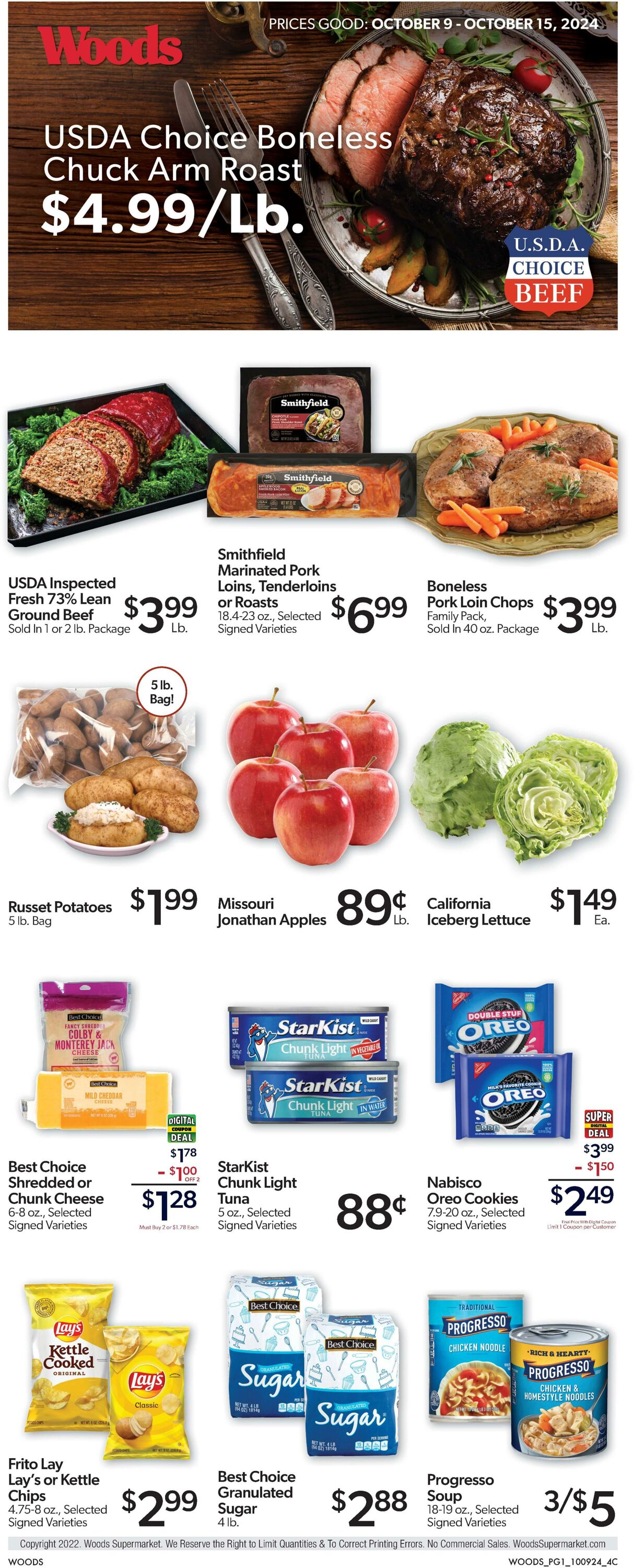 Weekly ad Woods Supermarket 10/09/2024 - 10/15/2024