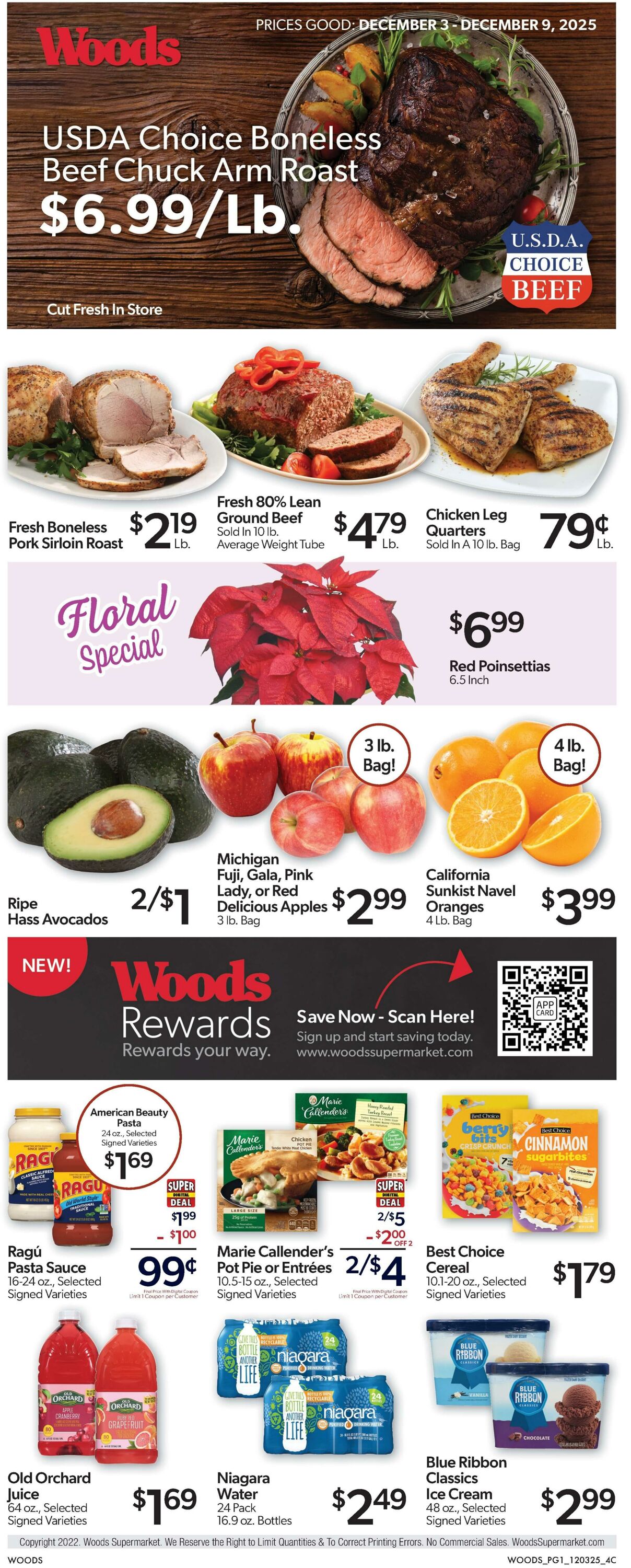 Weekly ad Woods Supermarket 12/03/2025 - 12/09/2025